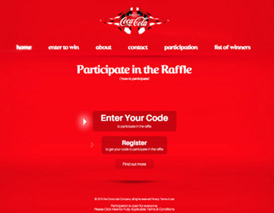 Coca-Cola campaign landing page